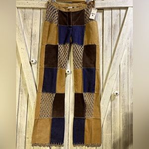 Leather Patchwork Pants Wilson Leather Company With Tags* Many Fabrics*Amazing!*